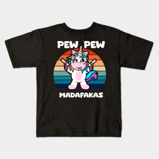 Magical Pew-Pew: Unleashing Unicorn Firepower Kids T-Shirt